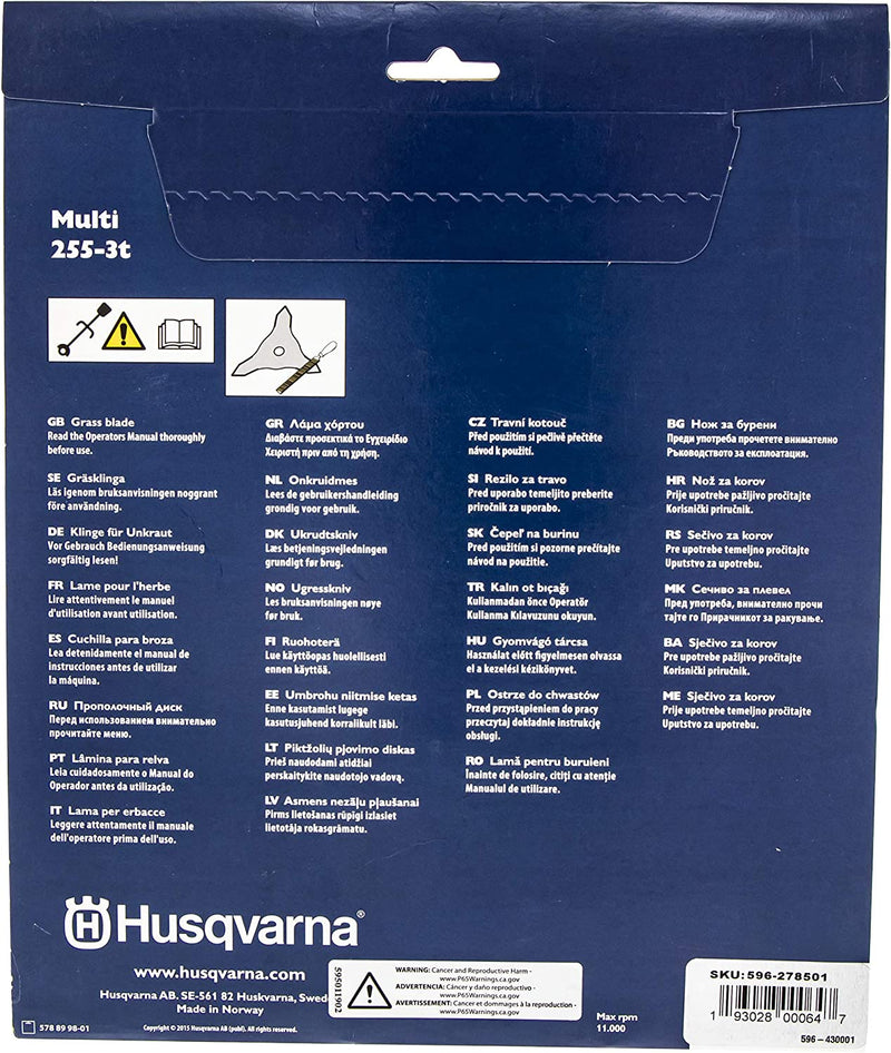 Load image into Gallery viewer, Husqvarna 10" 3 Tooth Grass and Brush Blade OEM 596278501