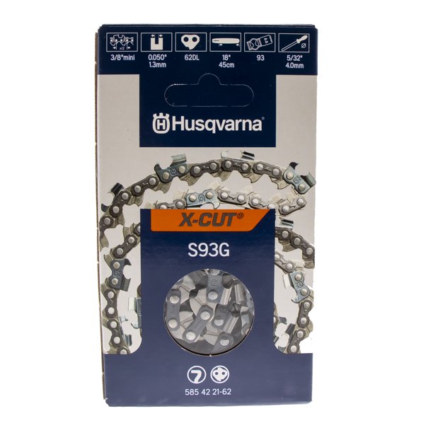 Load image into Gallery viewer, Husqvarna Chainsaw Chain S93G-62 18&quot; 3/8 Mini, .050 62 Semi-Chisel OEM 585422162
