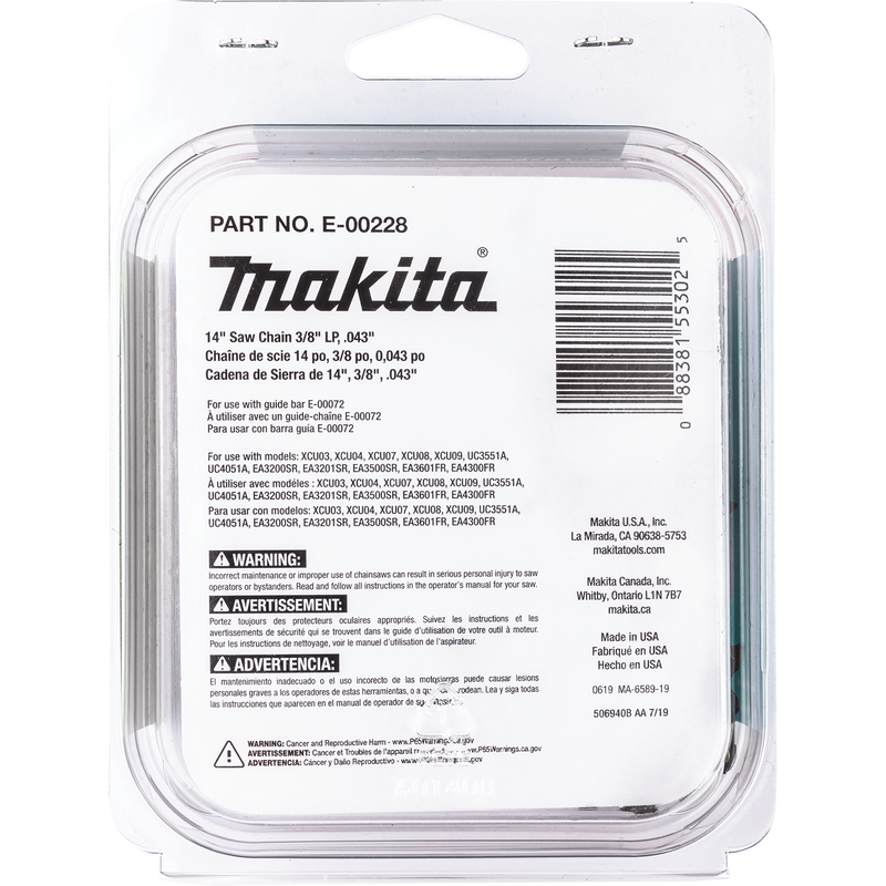 Load image into Gallery viewer, Makita 14&quot; Saw Chain, 3/8” LP, .043”, 52, Low Kickback E-00228
