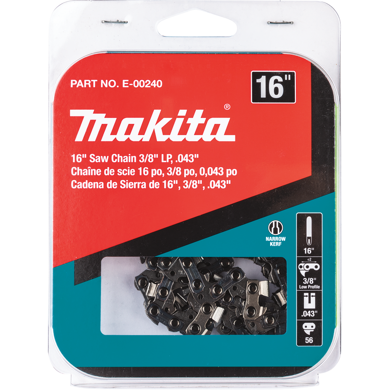 Load image into Gallery viewer, Makita 16&quot; Saw Chain, 3/8” LP, .043”, 56, Low Kickback E-00240
