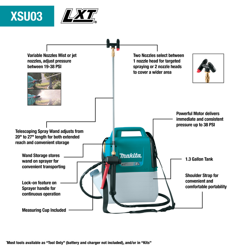 Load image into Gallery viewer, Makita 18V LXT 1.3 Gal. Backpack Garden Sprayer,Tool only XSU03Z Default Title
