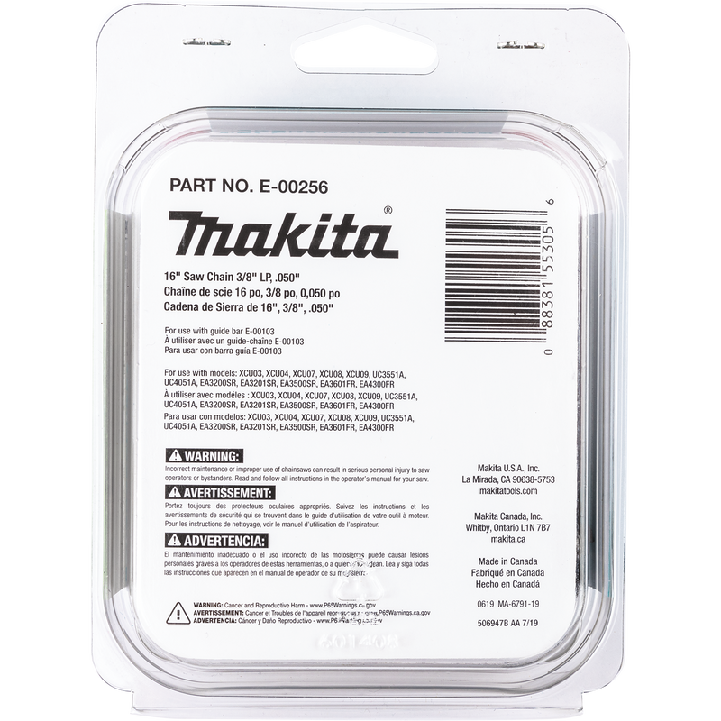 Load image into Gallery viewer, Makita 16 inch Chainsaw Chain, 3/8" LP .050" E-00256 OEM
