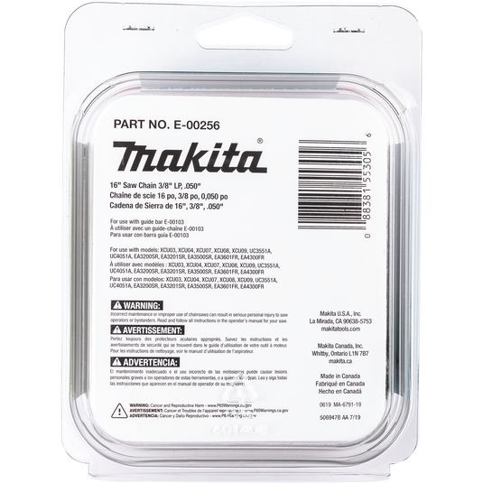 Makita 16 inch Chainsaw Chain, 3/8" LP .050" E-00256 OEM
